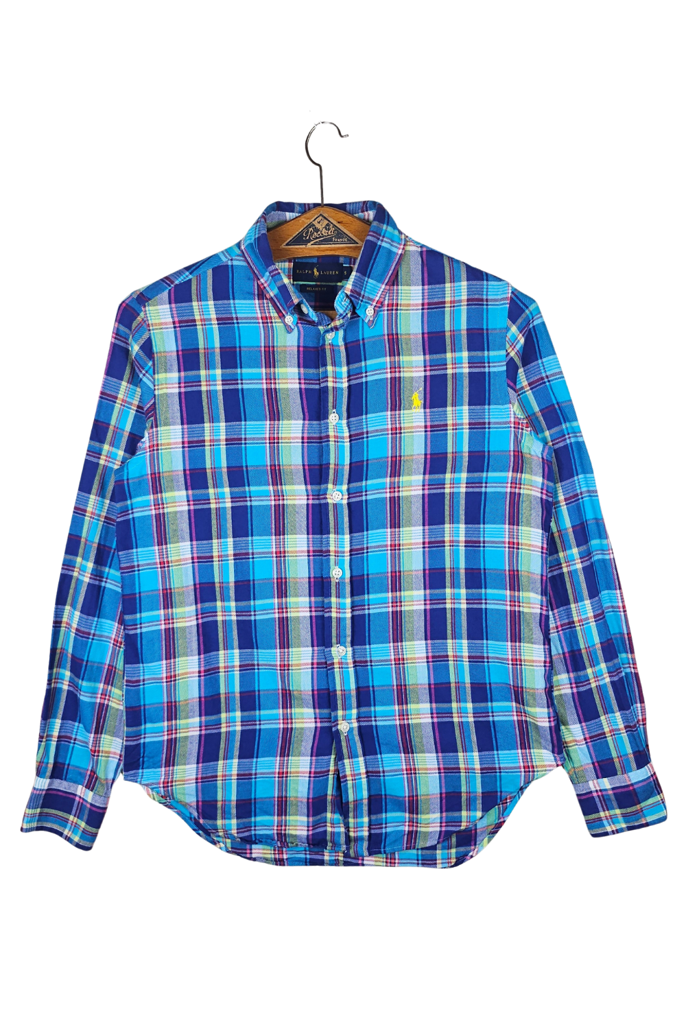 RL “Relaxed Fit” Bright Madras Button-Down – Yellow Pony – S