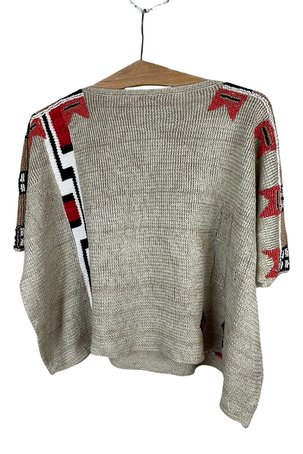 RL Black Label Hand‑Knit Beaded Poncho/Cape – Women’s S