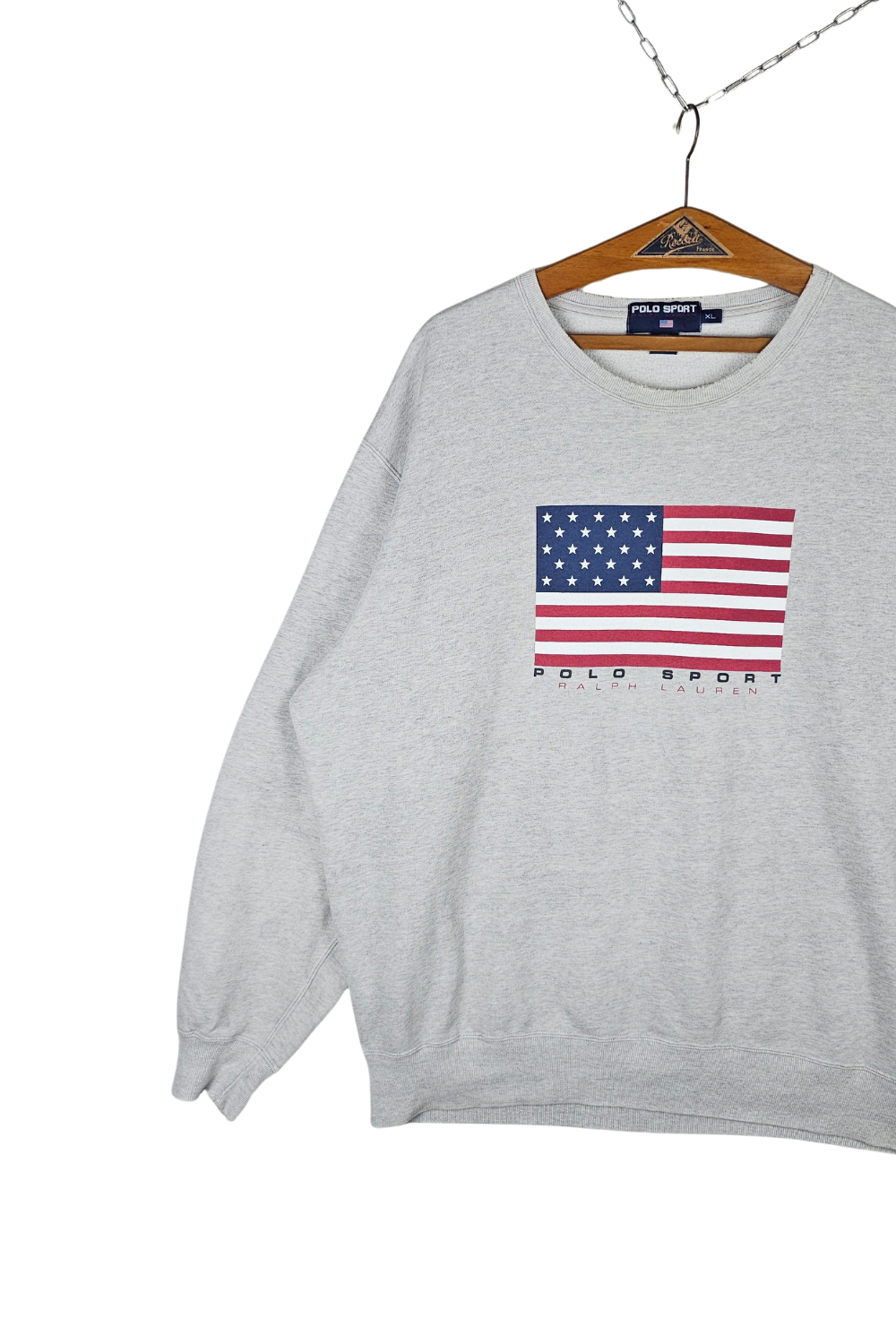 90s Vintage Polo Sport Ralph Lauren USA Flag Sweatshirt - XL