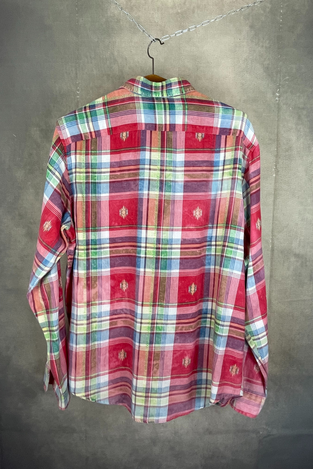 Polo RL 00s Navajo Madras Plaid Work-Shirt L
