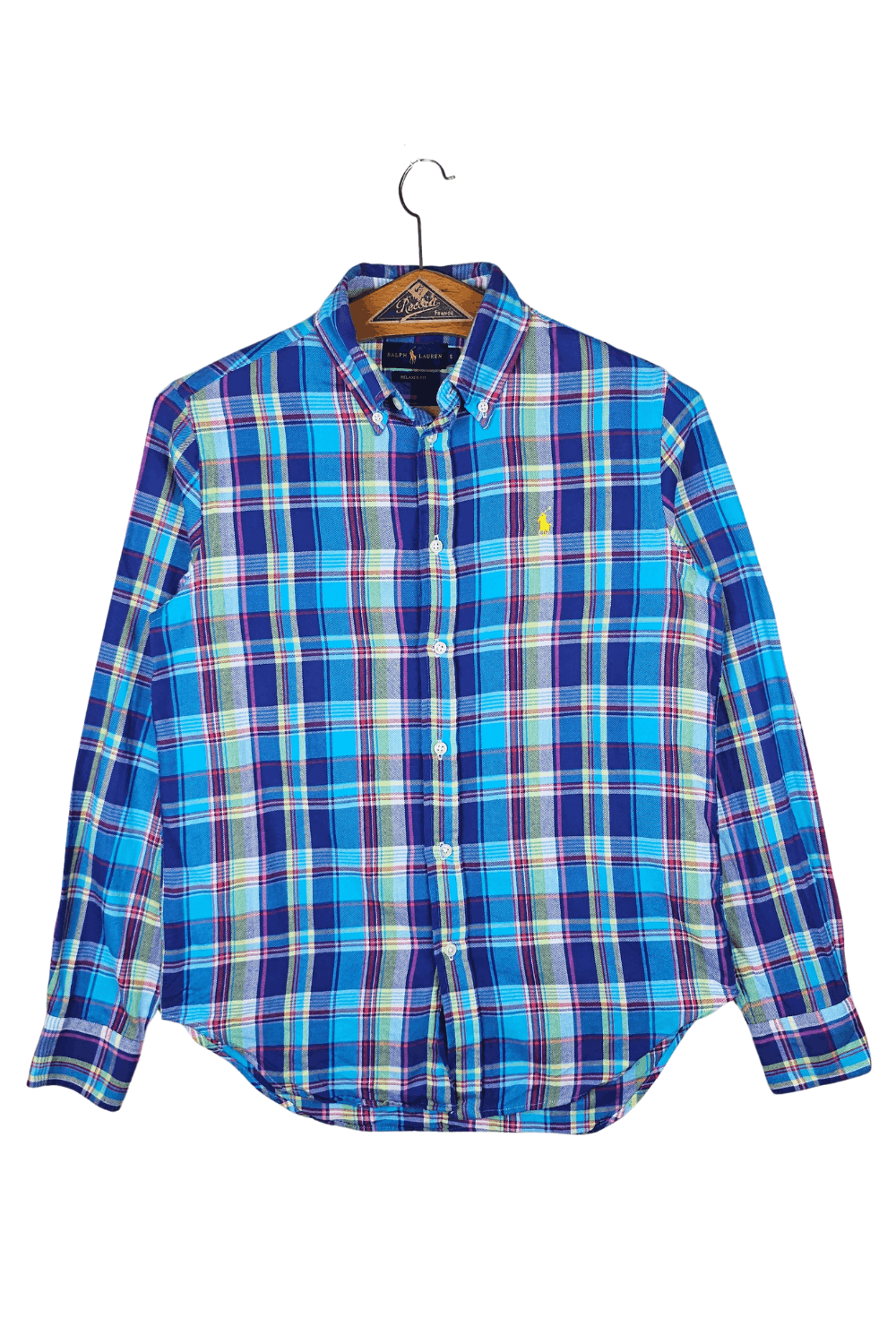 RL “Relaxed Fit” Bright Madras Button-Down – Yellow Pony – S