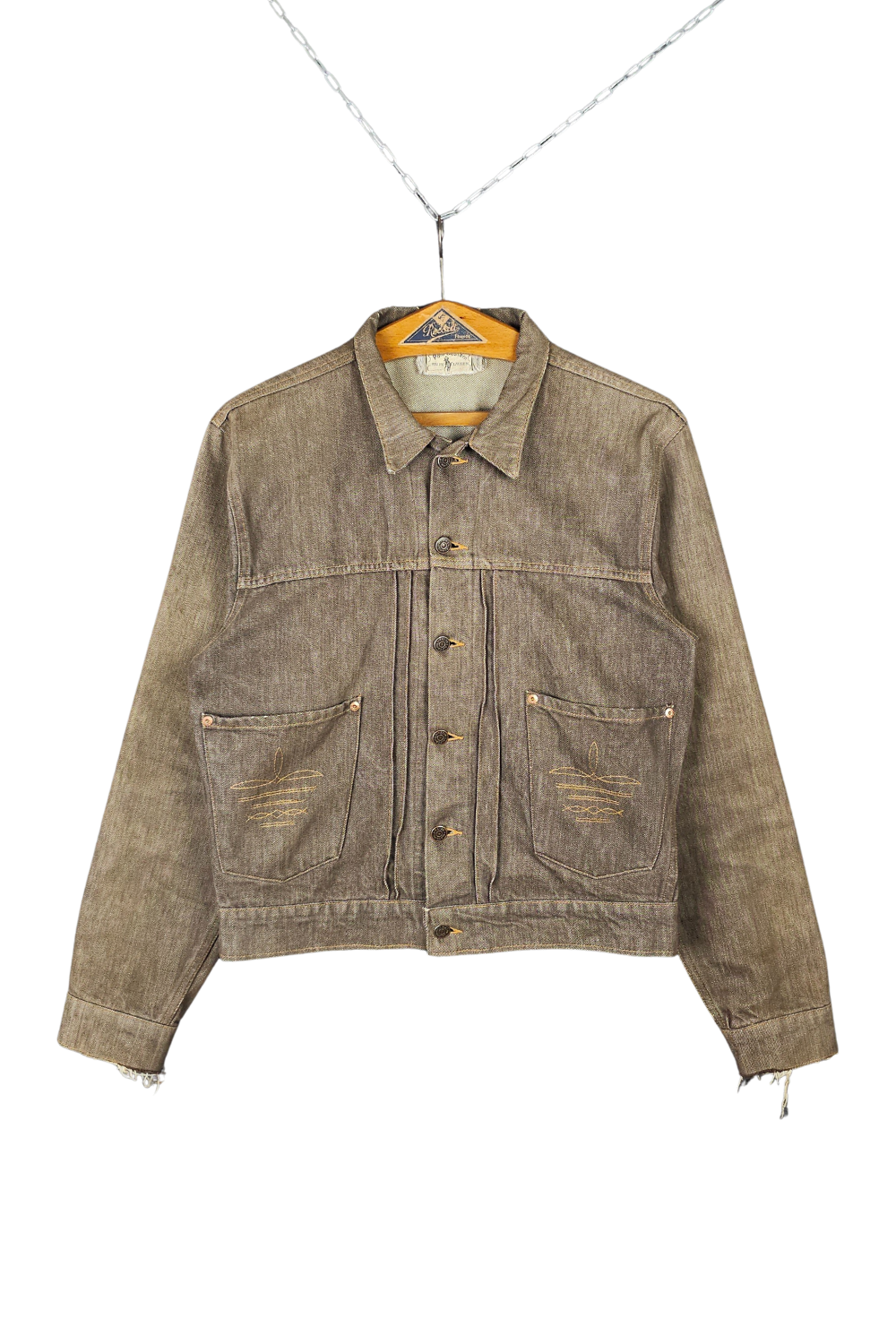 1987 RL “Polo Western” Pleated Trucker – Sulfur Brown Denim