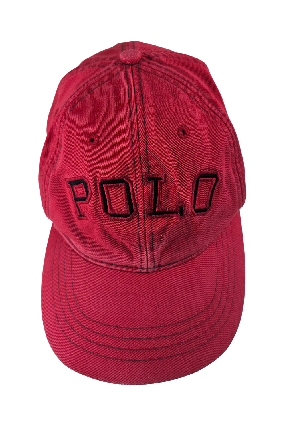 1990s Polo Sport Big-Spellout Cap - Red / Leather Strap