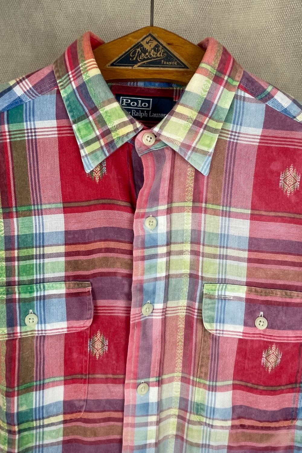 Polo RL 00s Navajo Madras Plaid Work-Shirt L