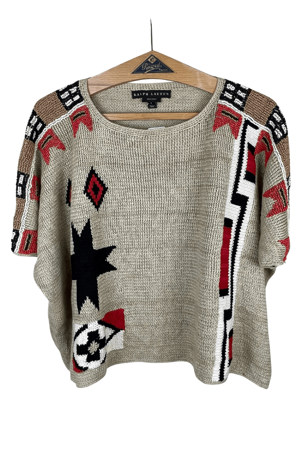 RL Black Label Hand‑Knit Beaded Poncho/Cape – Women’s S