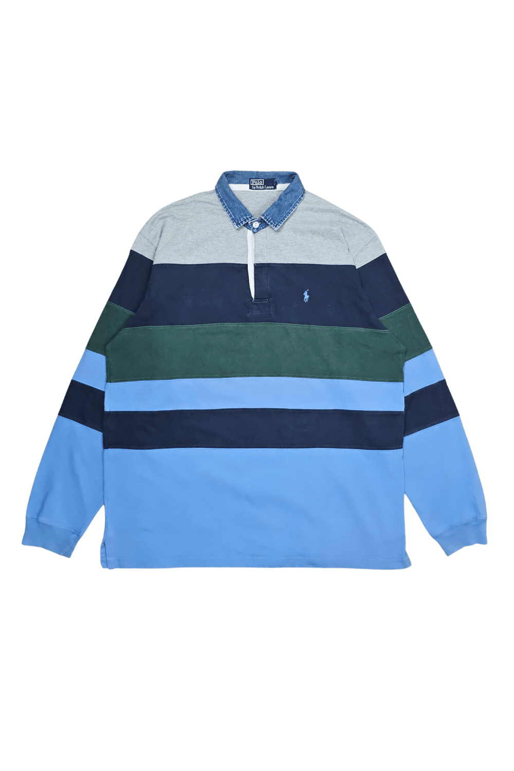 1993 PRL Multi-Stripe Rugby - Denim Collar - Hong Kong Made