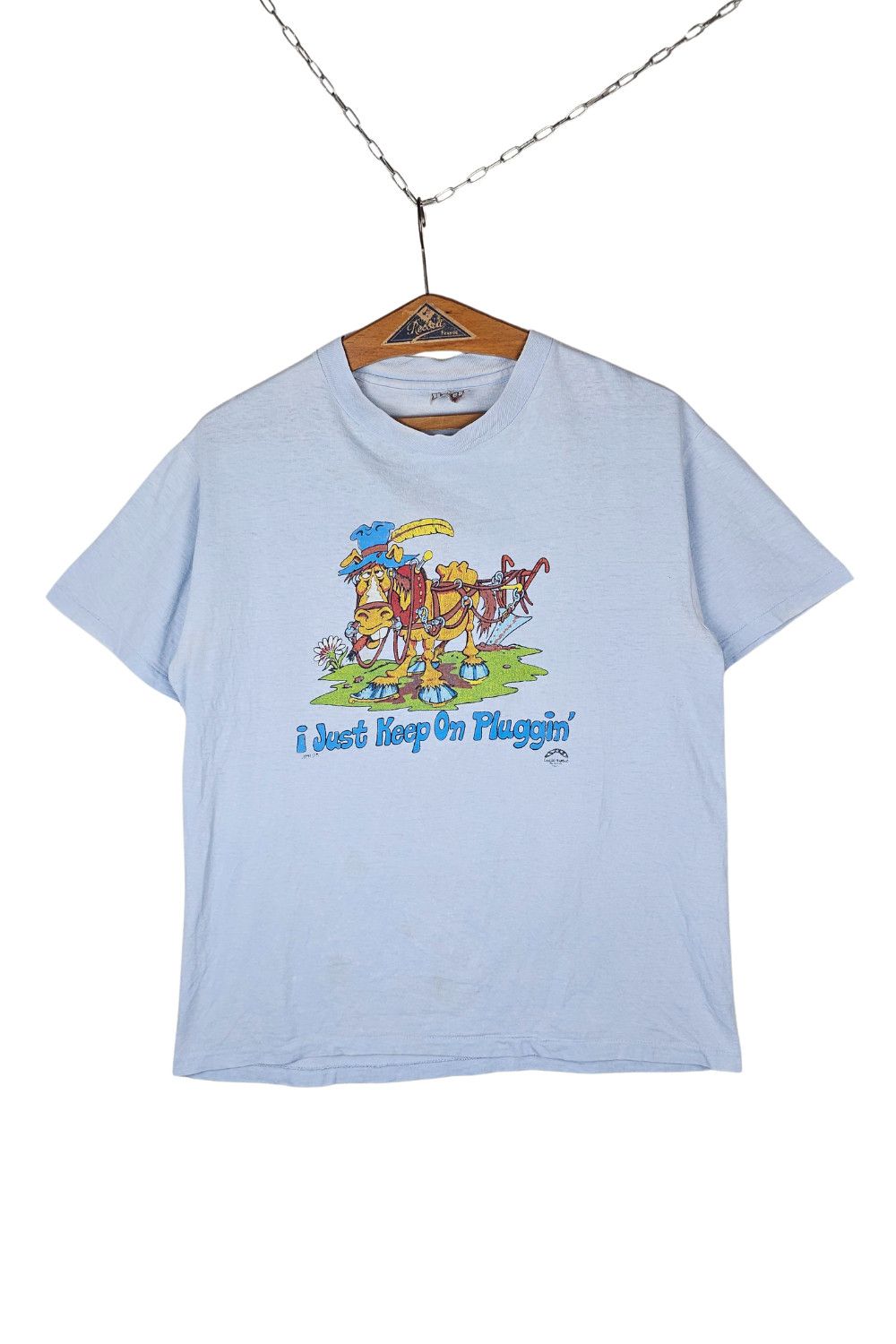 1985 Hanes Beefy-T - “I Just Keep On Pluggin’”