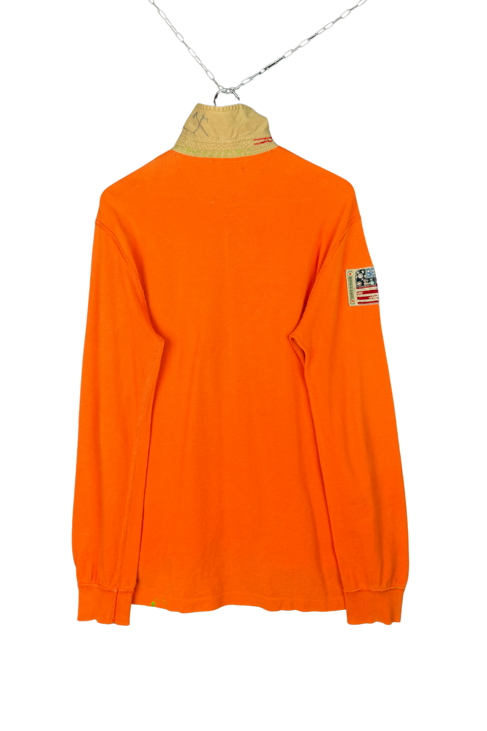 ss12 PRL “Custom Repair / Studded Collar” LS Rugby - L