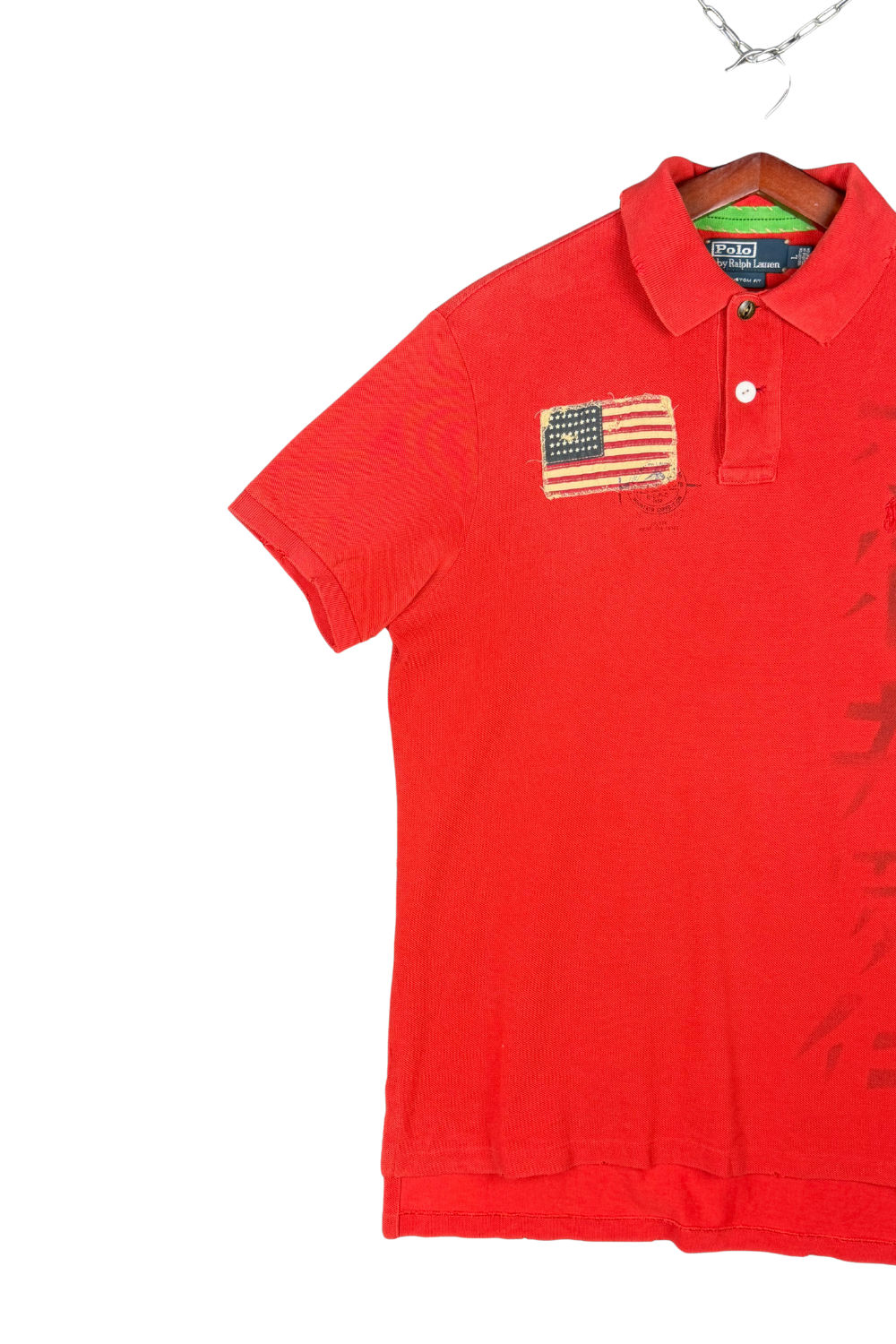 SS10 PRL “Tokyo/Repair” Patchwork Polo - Red, L