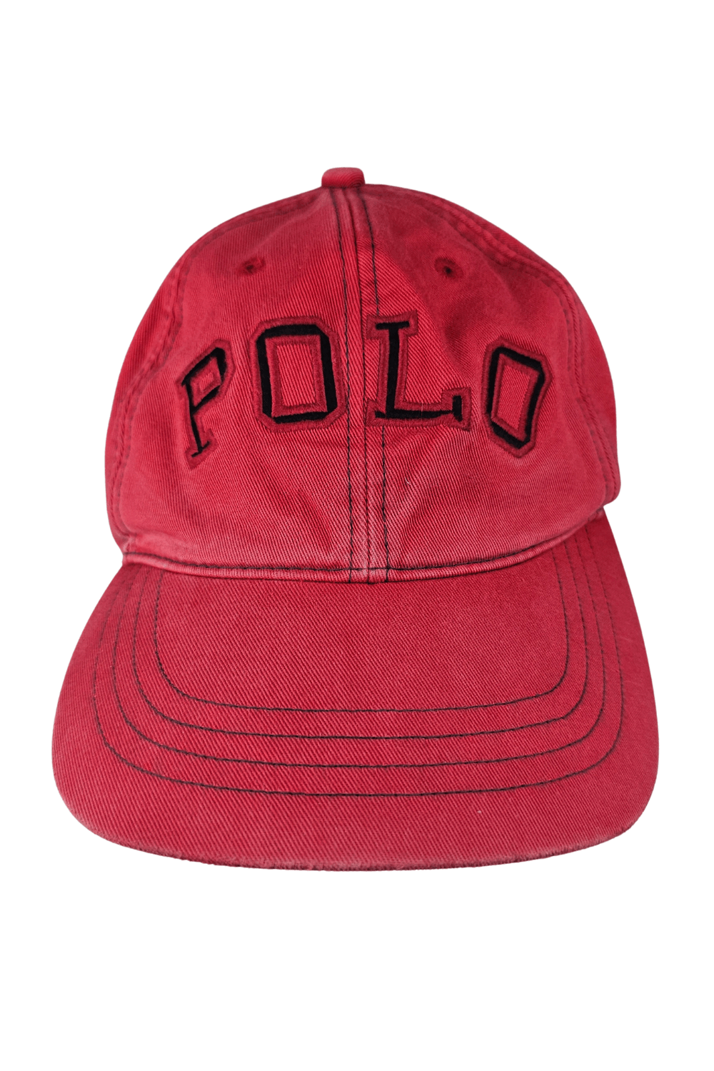 1990s Polo Sport Big-Spellout Cap - Red / Leather Strap