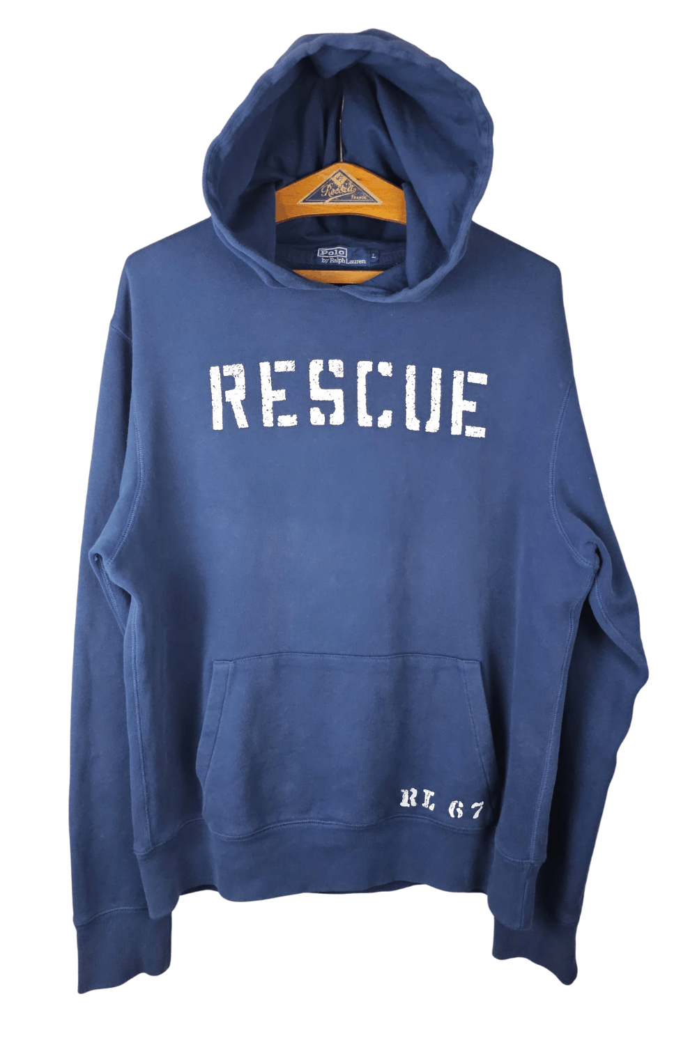 Polo RL “RESCUE” RL-67 Stencil Hoodie — Navy — Size L