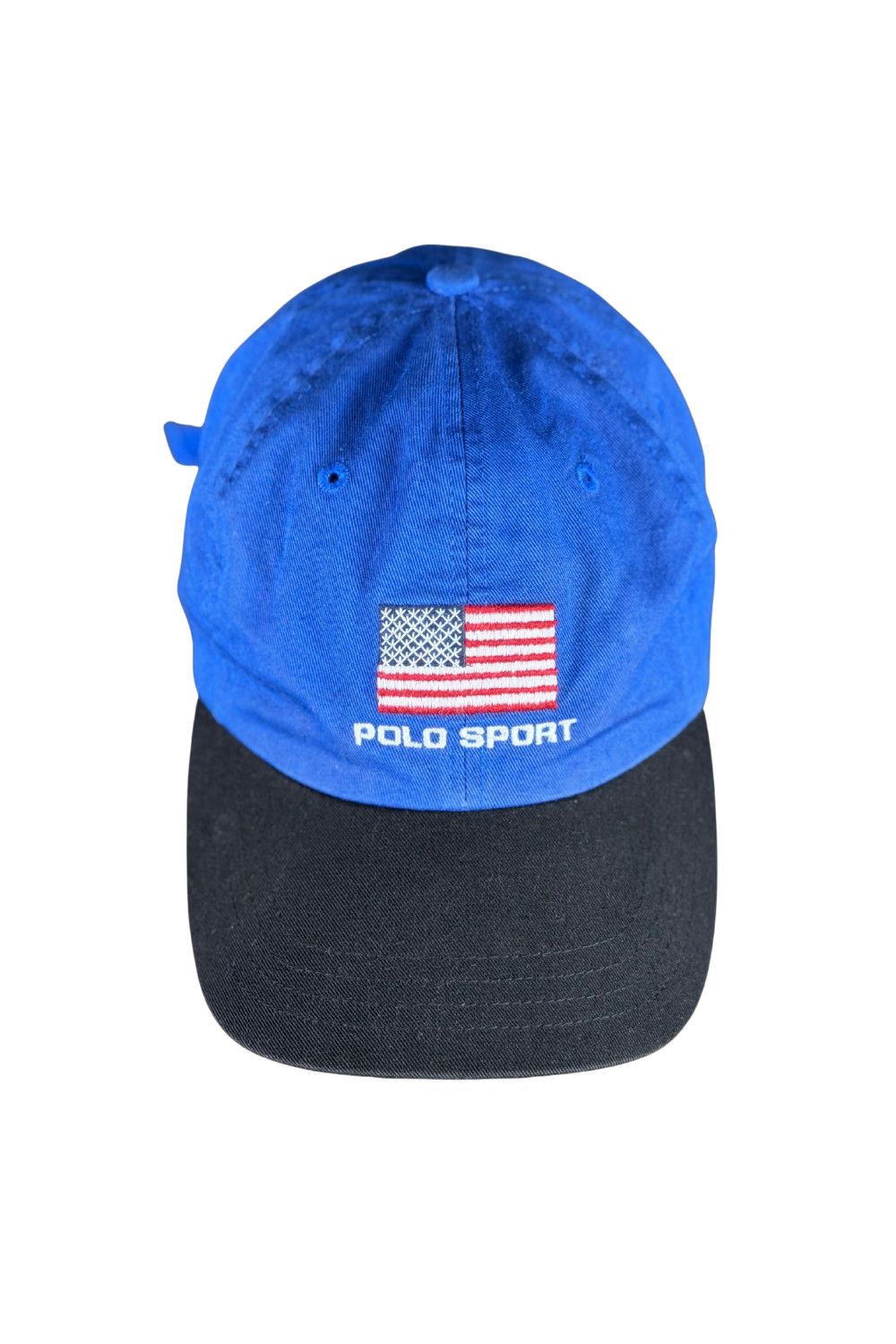 90s Polo Sport USA Flag Strapback – Royal/Black