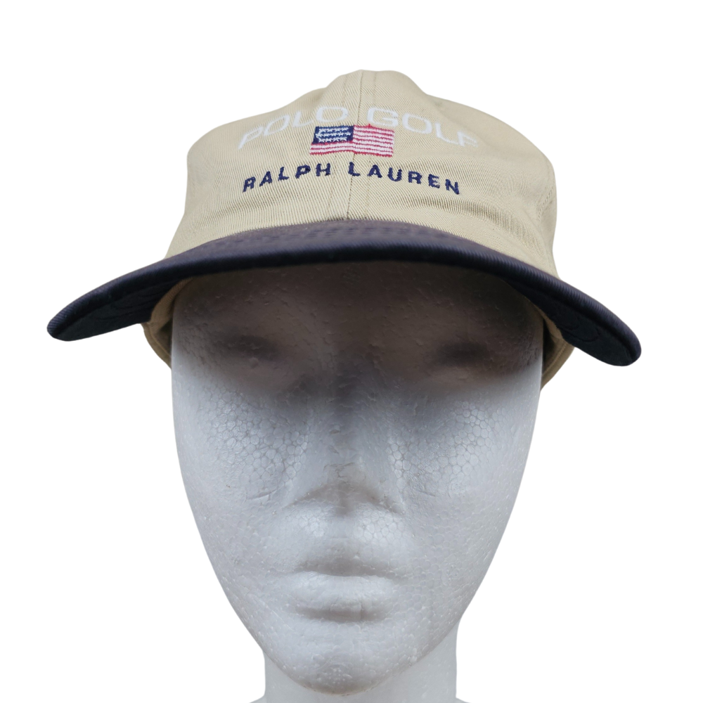 Polo Golf 90s Made‑in‑USA Two‑Tone Cap – Khaki/Navy