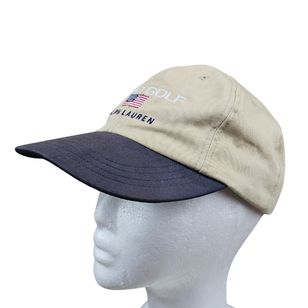 Polo Golf 90s Made‑in‑USA Two‑Tone Cap – Khaki/Navy