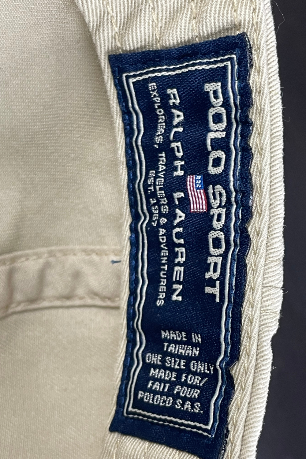 1990s Polo Sport RL “Flag Logo” Cap - Beige, OSFA, Taiwan