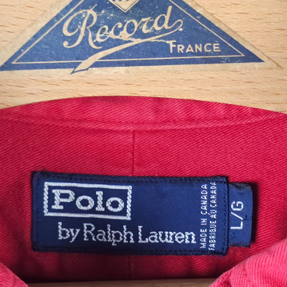 Made in Canada 90s PRL Brushed Crimson Twill Shirt L