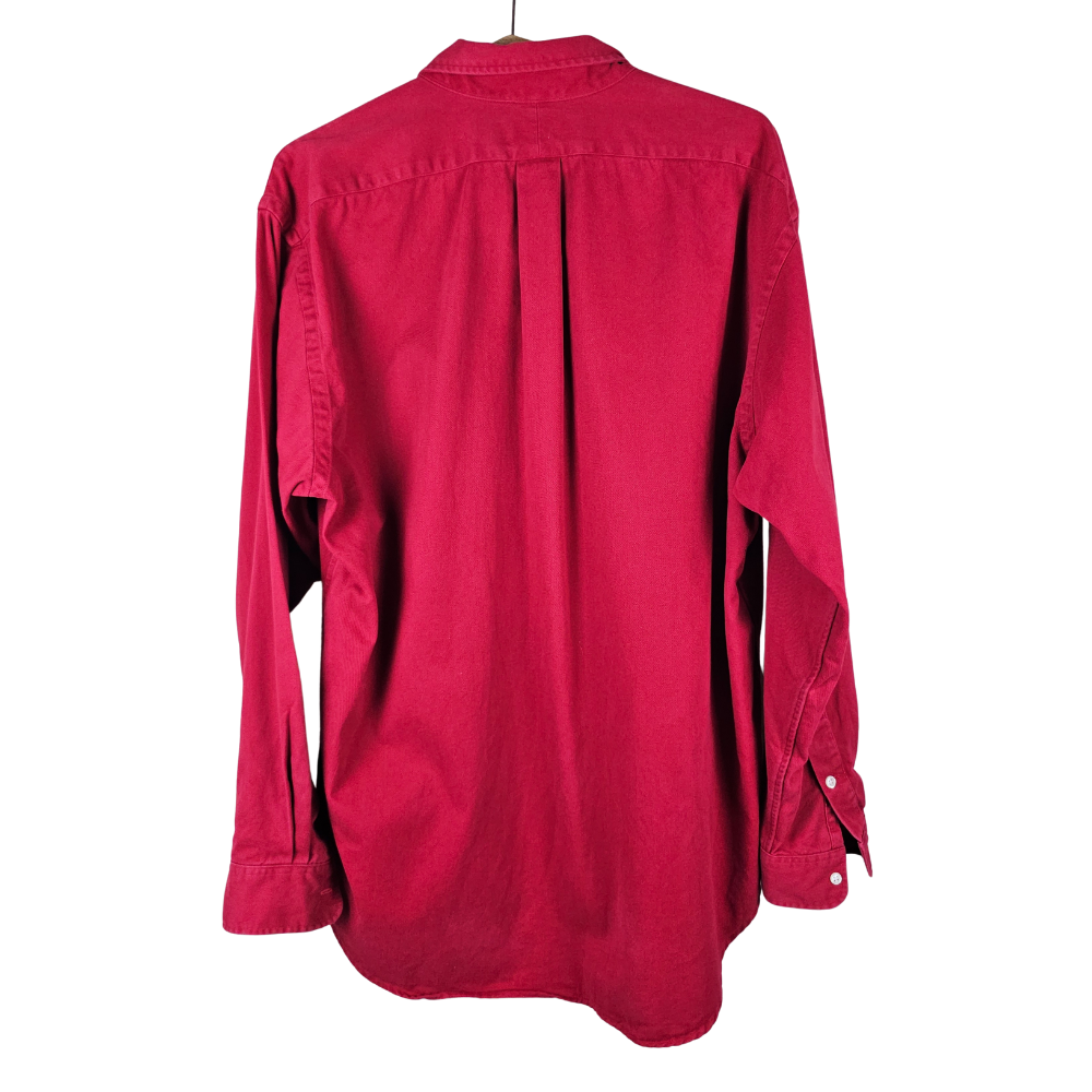 Made in Canada 90s PRL Brushed Crimson Twill Shirt L