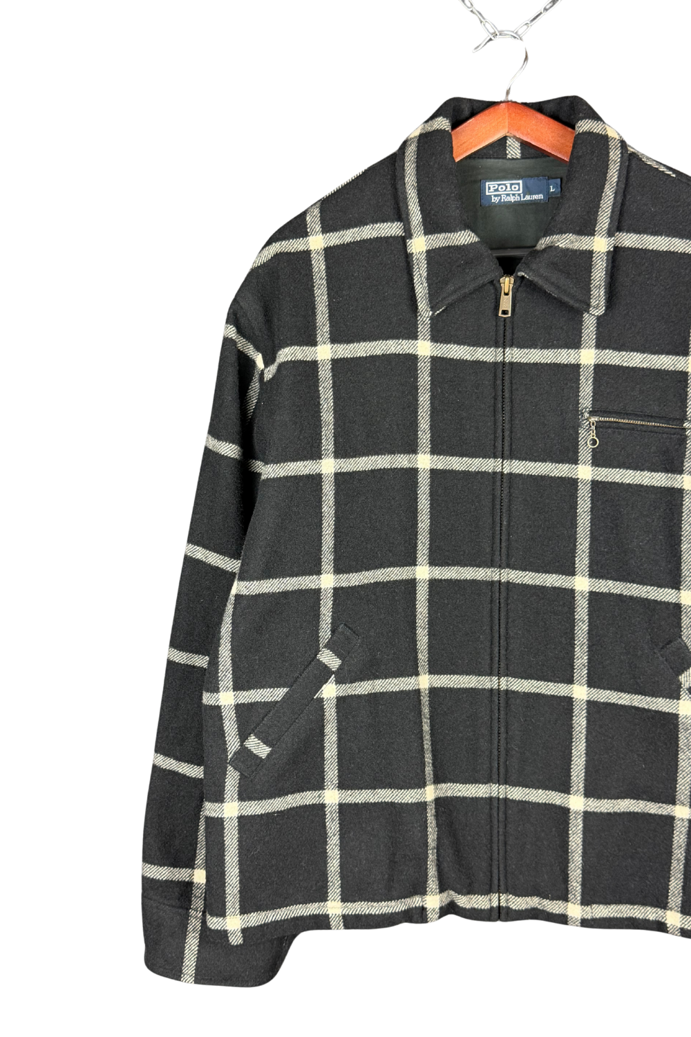 aw98 Polo Ralph Lauren Wool Windowpane Zip Jacket - L