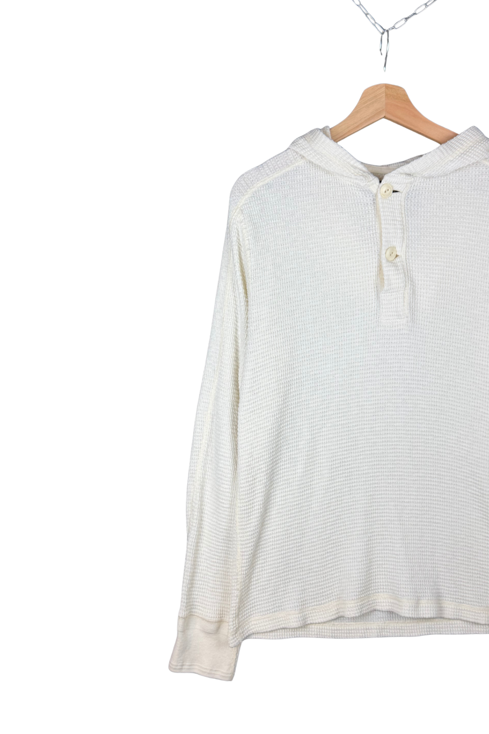 RRL FW13 / Double RL Waffle-Knit Hooded Henley (Ecru) - XS