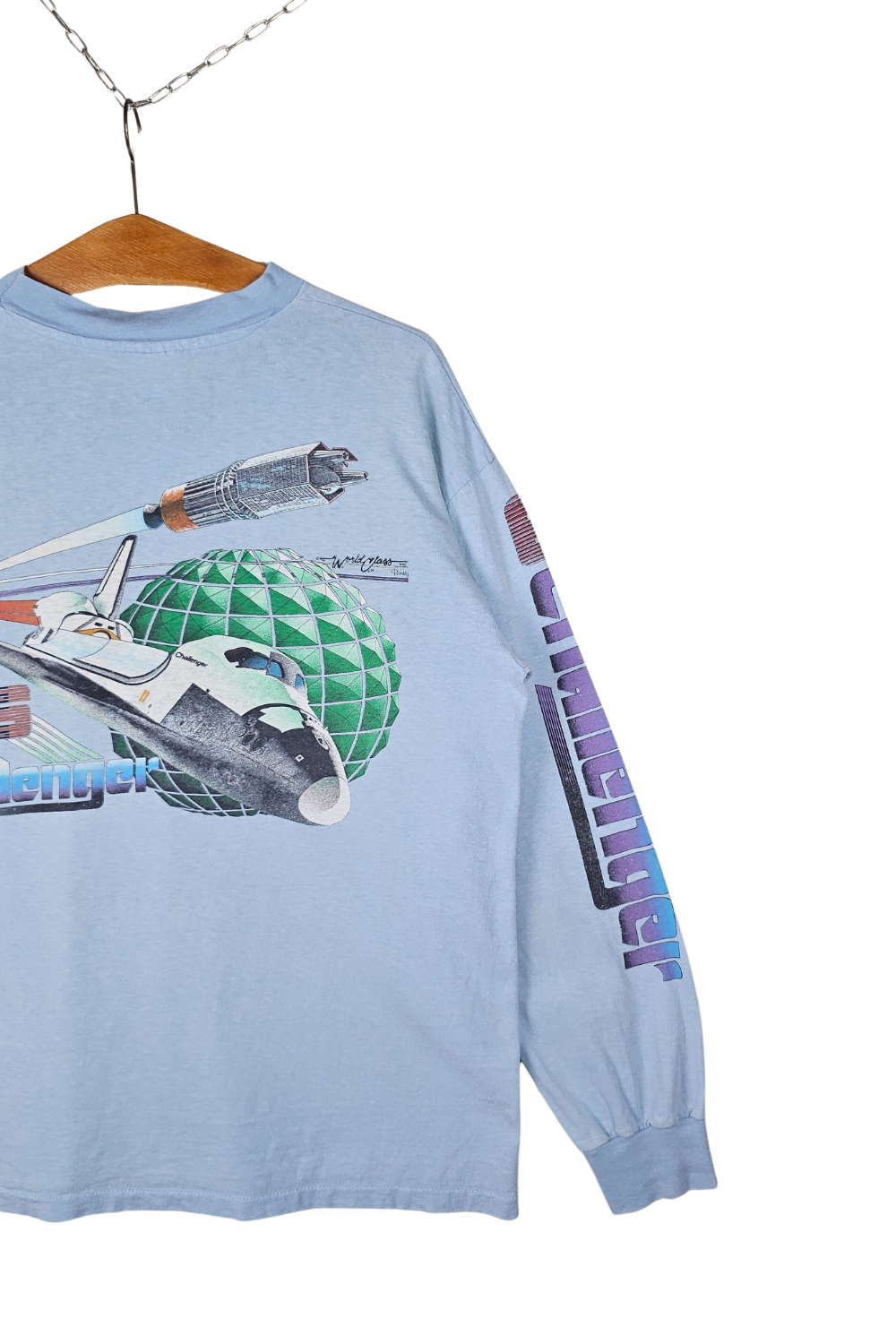 1983 NASA Challenger STS-6 L/S Pocket Tee - Hanes Beefy