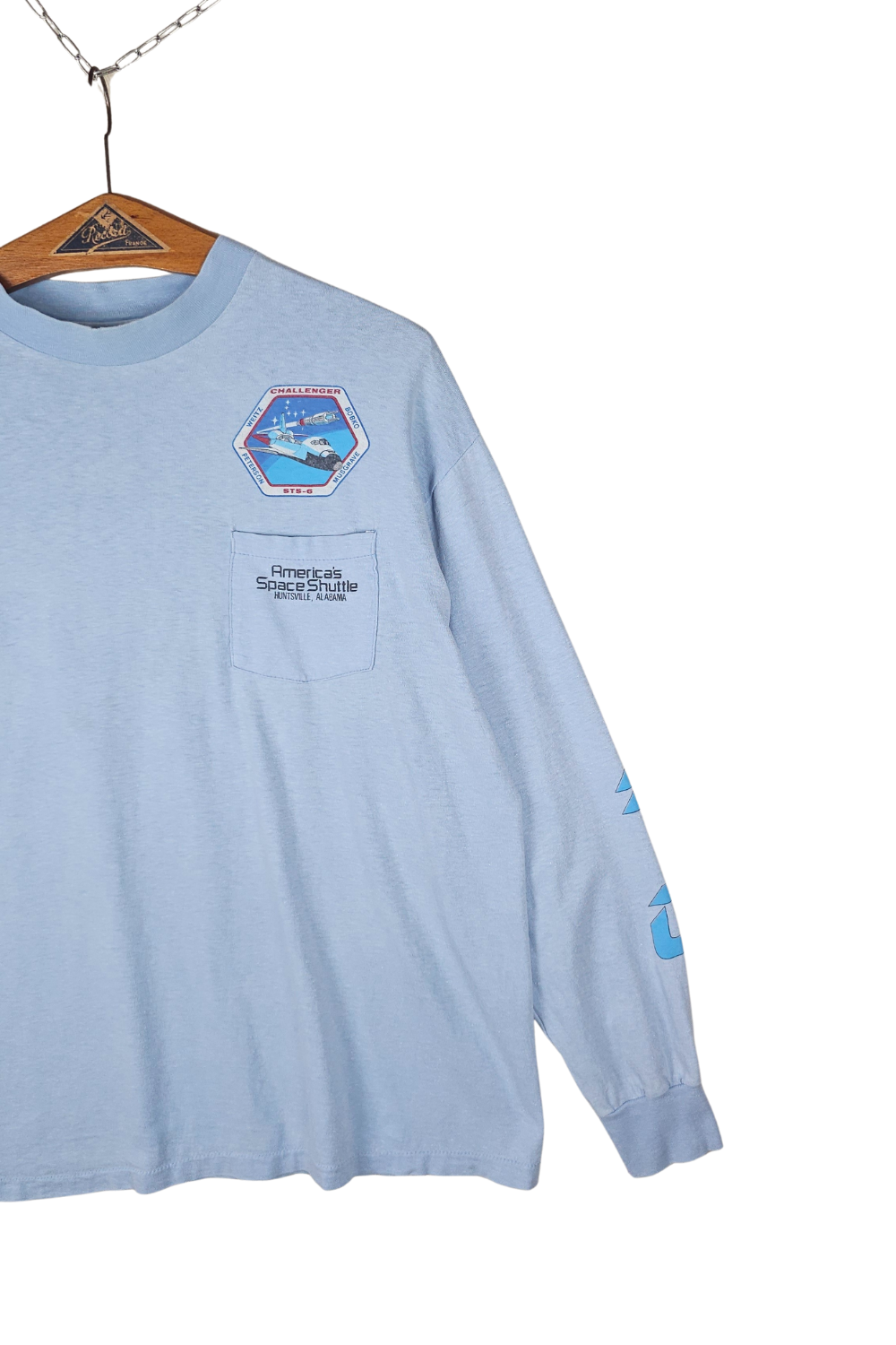 1983 NASA Challenger STS-6 L/S Pocket Tee - Hanes Beefy